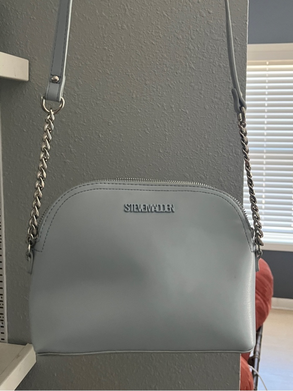 Steve Madden Pale Blue Chain-Strap Crossbody Bag